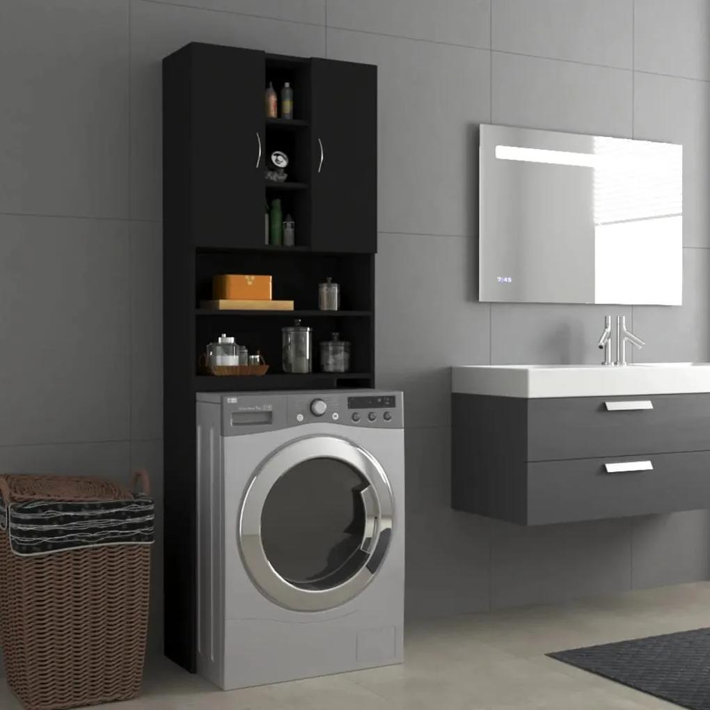 Armário máquina de lavar roupa 64x25,5x190 cm preto