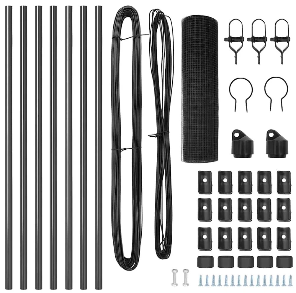 Conjunto de Postes de Cerca Conjunto de 2 Cinzento