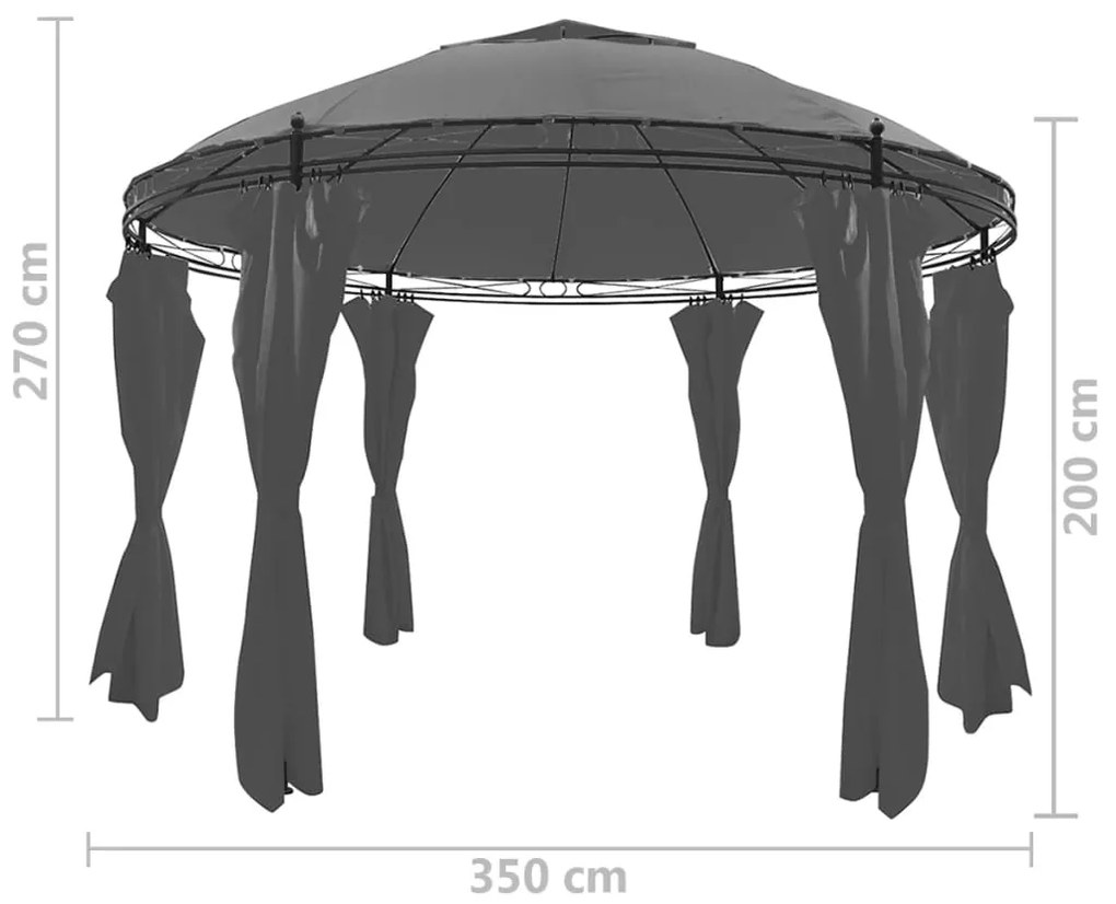Gazebo com cortinas redondo 3,5x2,7 m antracite