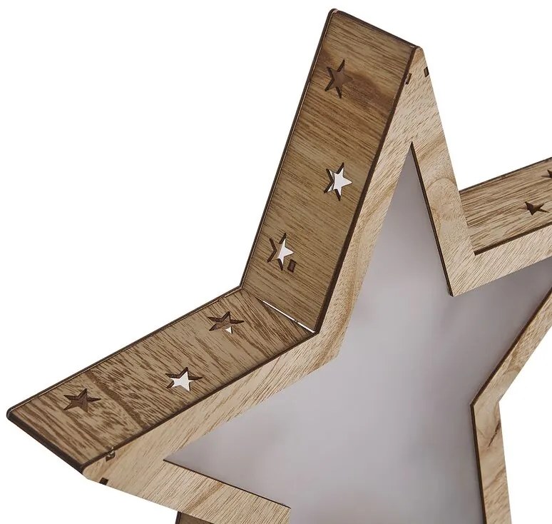 Decoração em madeira clara com LED em forma estrela 35 cm NASTOLA Beliani