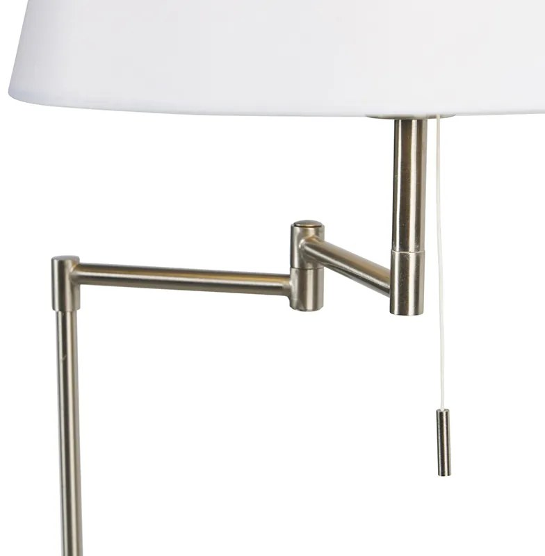 Candeeiro de pé em aço com abajur de tecido branco e braço ajustável - Ladas Deluxe Moderno