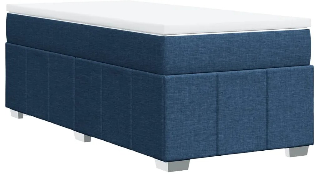 Cama com molas/colchão 90x200 cm tecido azul