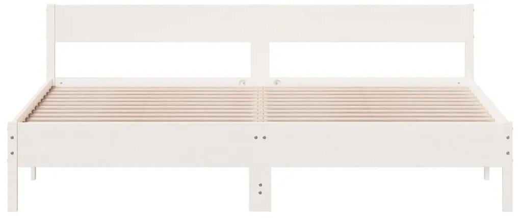 Cama sem colchão 200x200 cm madeira de pinho maciça branco