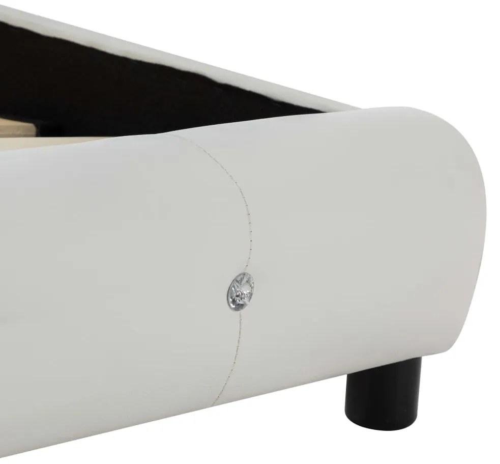 Estrutura de cama 160x200 cm couro artificial branco