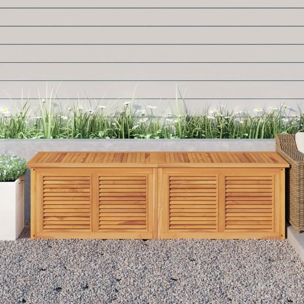 vidaXL Caixa de arrumação para jardim com saco 175x50x55cm teca maciça