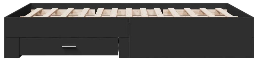 Estrutura de cama c/ gavetas 140x190 cm derivados madeira preto