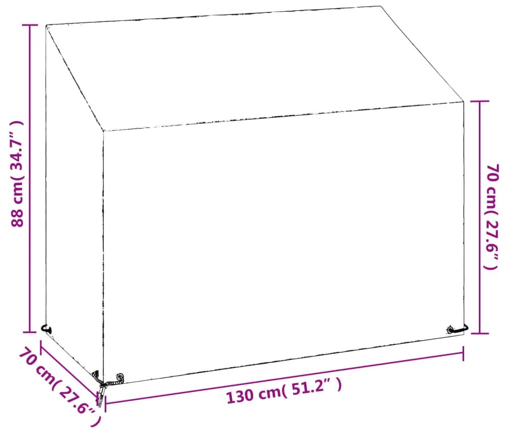 Capas p/ banco jardim 2 pcs 8 ilhós 130x70x70/88 cm polietileno