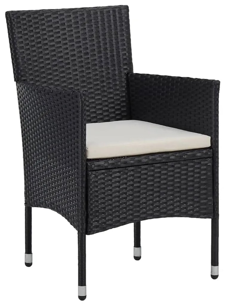 3 pcs conjunto bistrô p/ jardim vime PE e vidro temperado preto