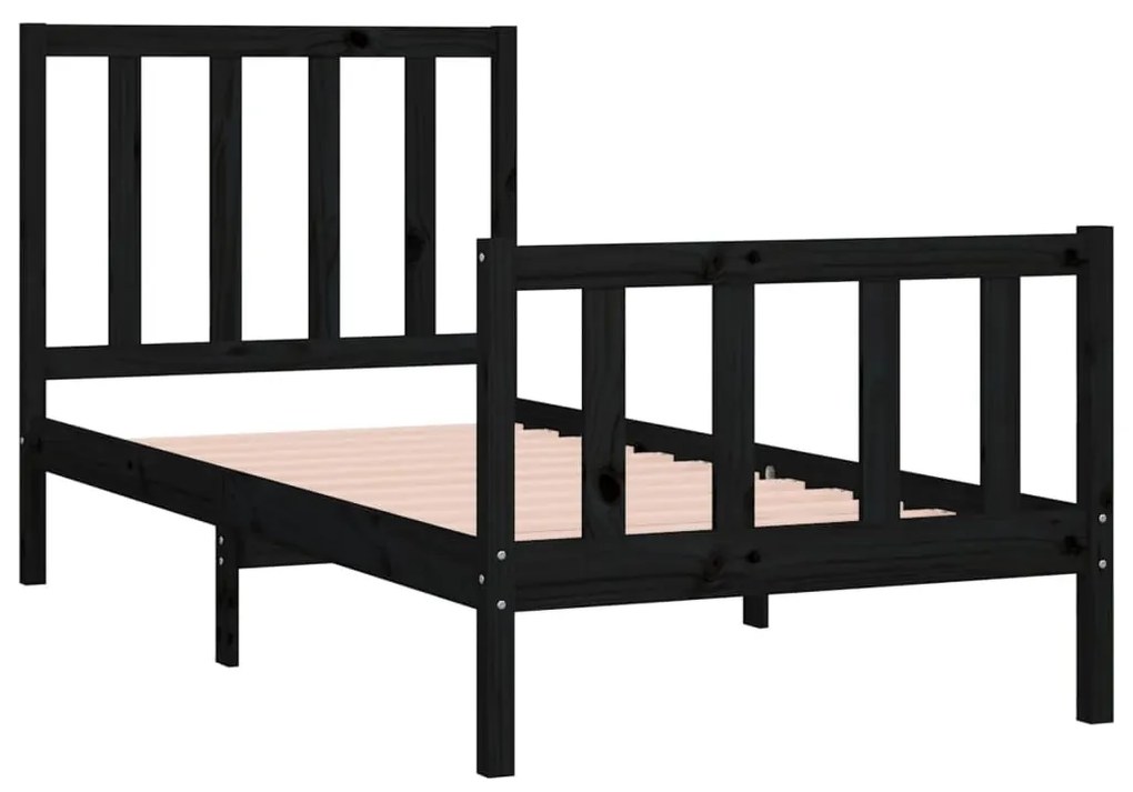 Estrutura cama de solteiro 90x190 cm madeira maciça preto