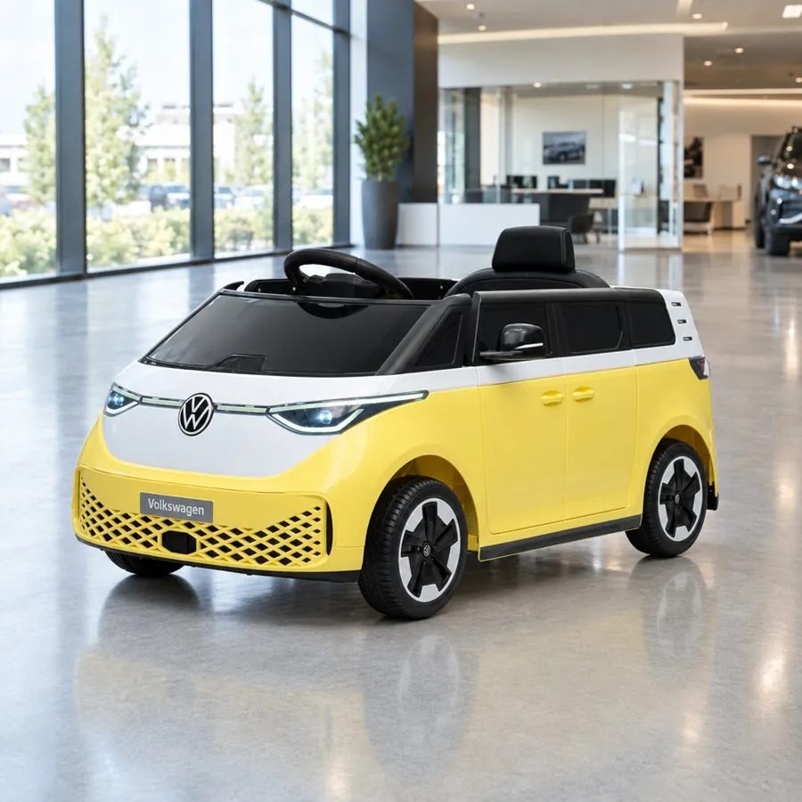 Carro elétrico para Crianças 12V Volkswagen ID BUZZ, Rodas Espuma EVA, assento couro ecológico Amarela