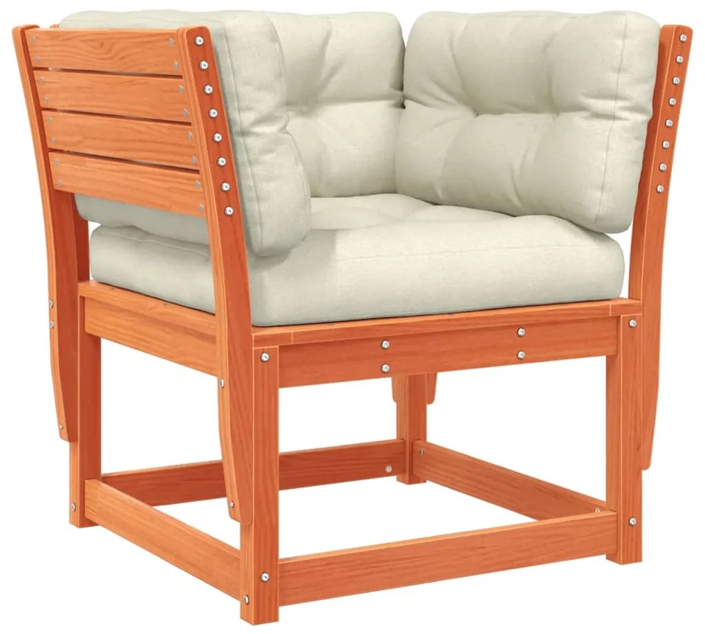 5pcs conj. lounge jardim + almofadões pinho maciço castanho-mel