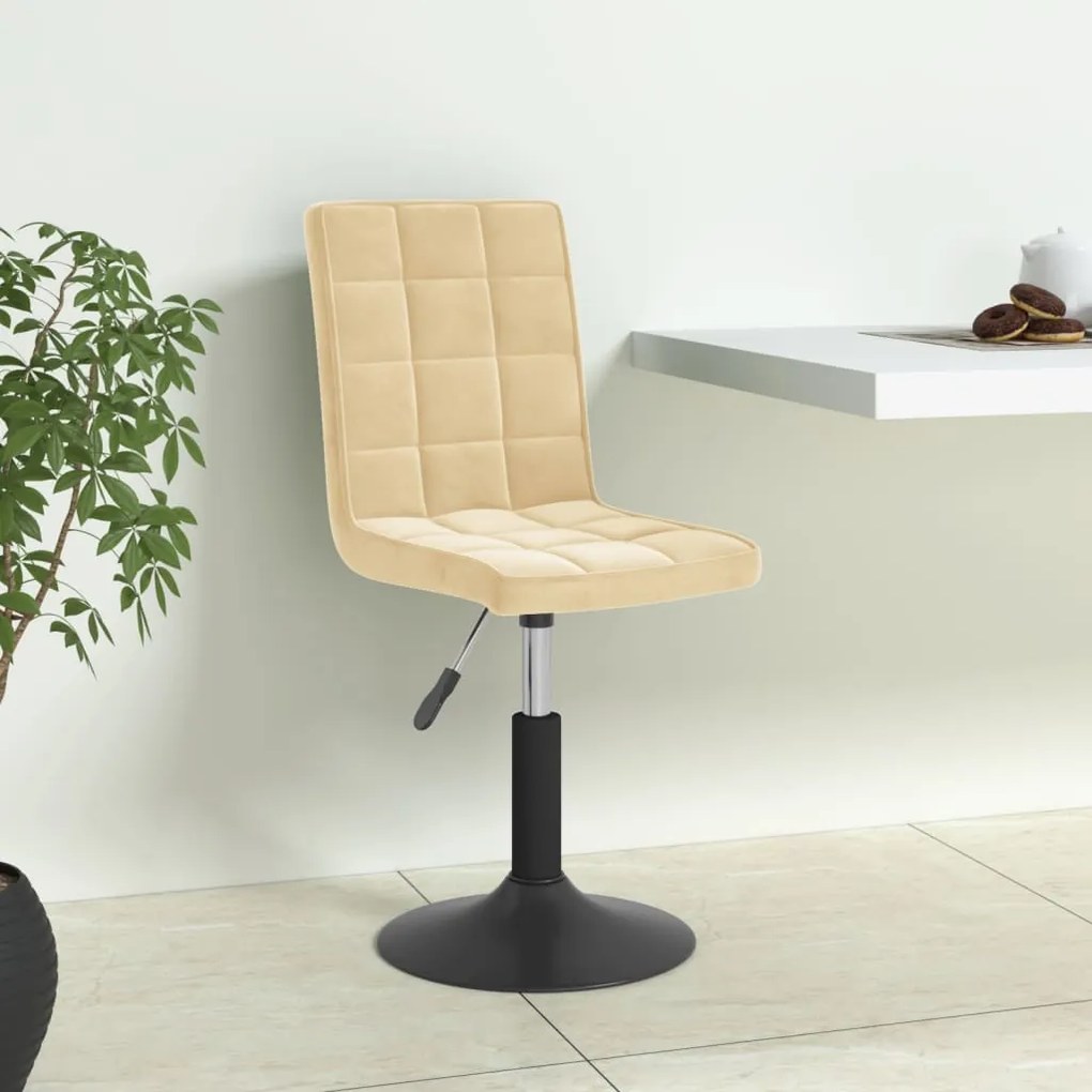 vidaXL Cadeira de jantar giratória veludo cor creme