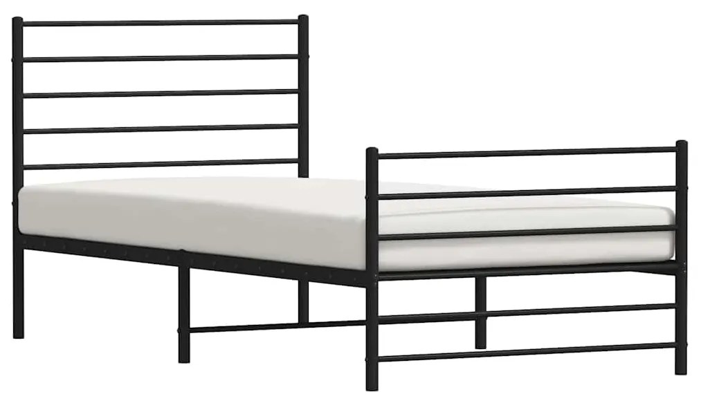 Estrutura de cama com cabeceira e pés 100x200 cm metal preto