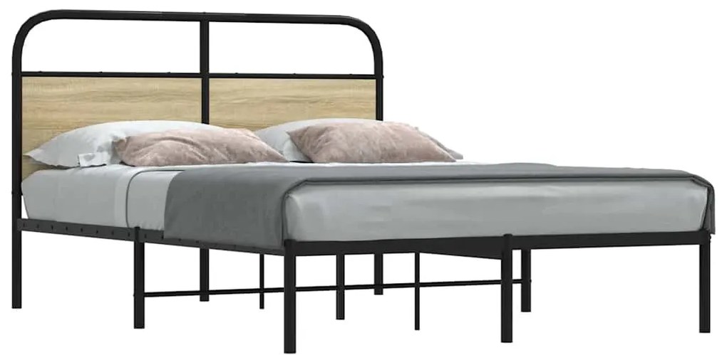 vidaXL Estrutura cama s/ colchão derivados de madeira carvalho sonoma