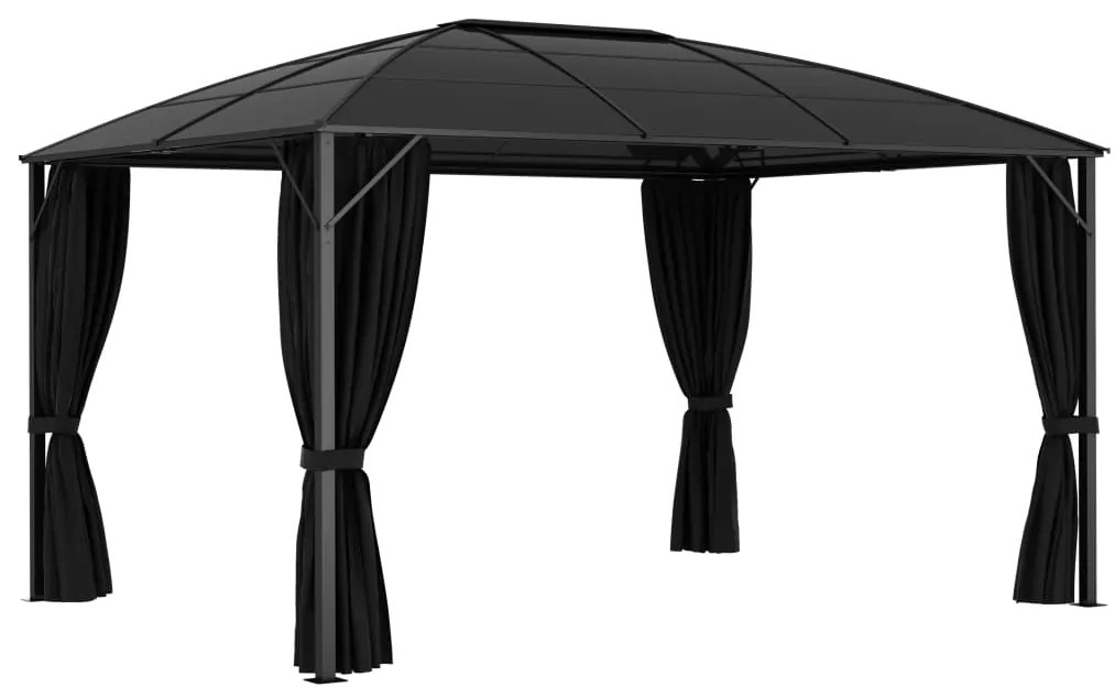 Gazebo com cortinas 400x300x265 cm antracite