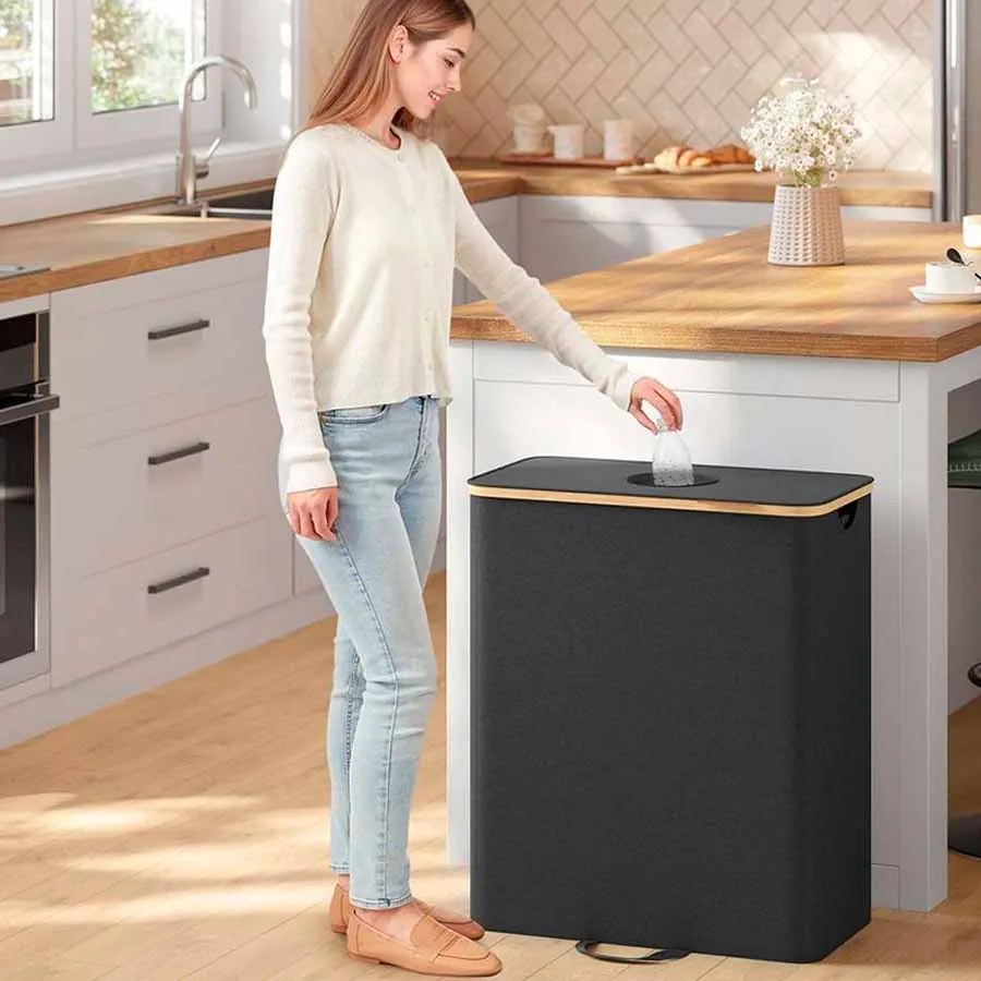 Contentor para recolha de garrafas retornáveis 135 L Preto-bege natural