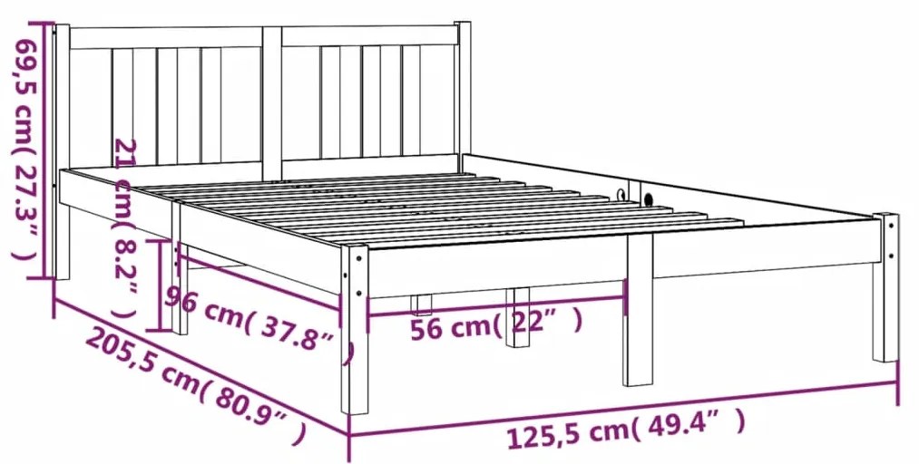 Estrutura de cama 120x200 cm madeira maciça cinzento