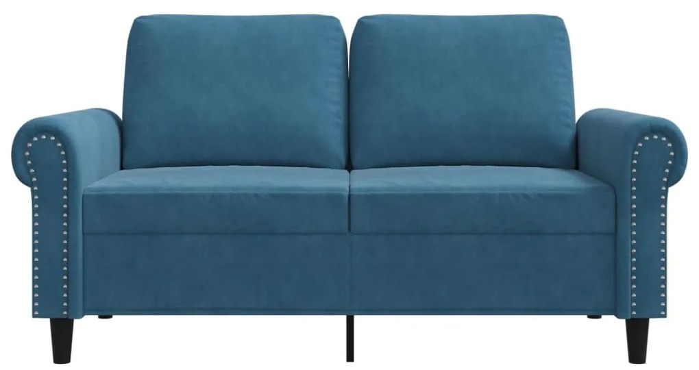 Sofá de 2 lugares veludo 120 cm azul