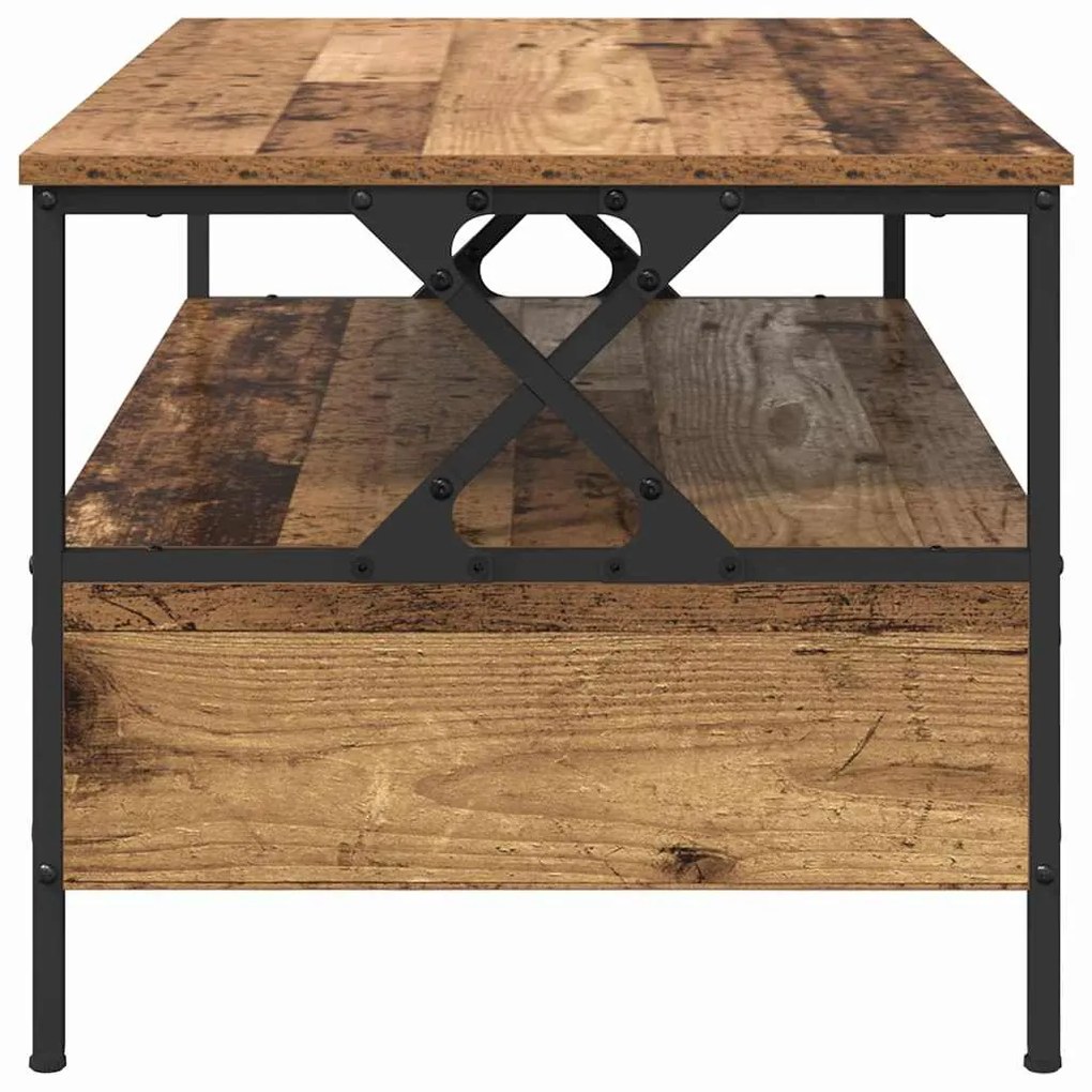 Mesa de centro com gaveta com prateleira Madeira antiga 100 x 51 x 45