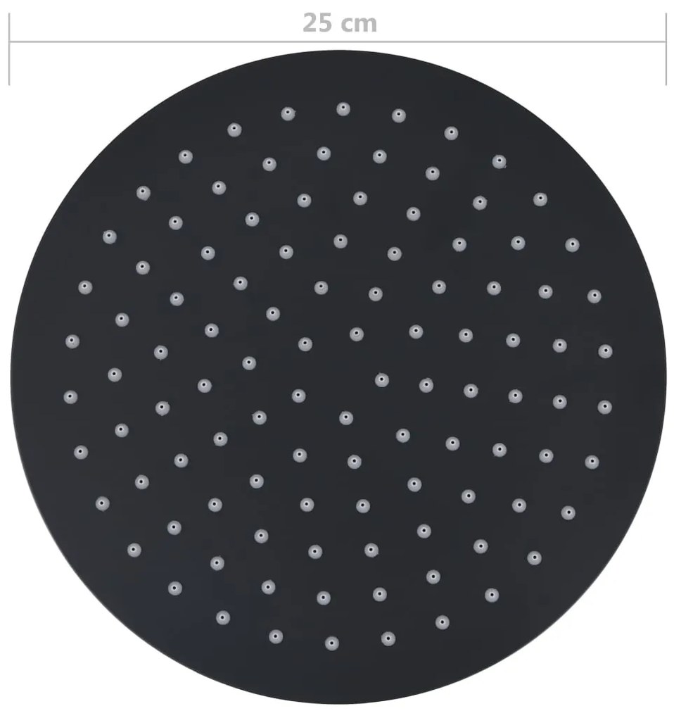 Cabeça de chuveiro redonda 25 cm aço inoxidável preto