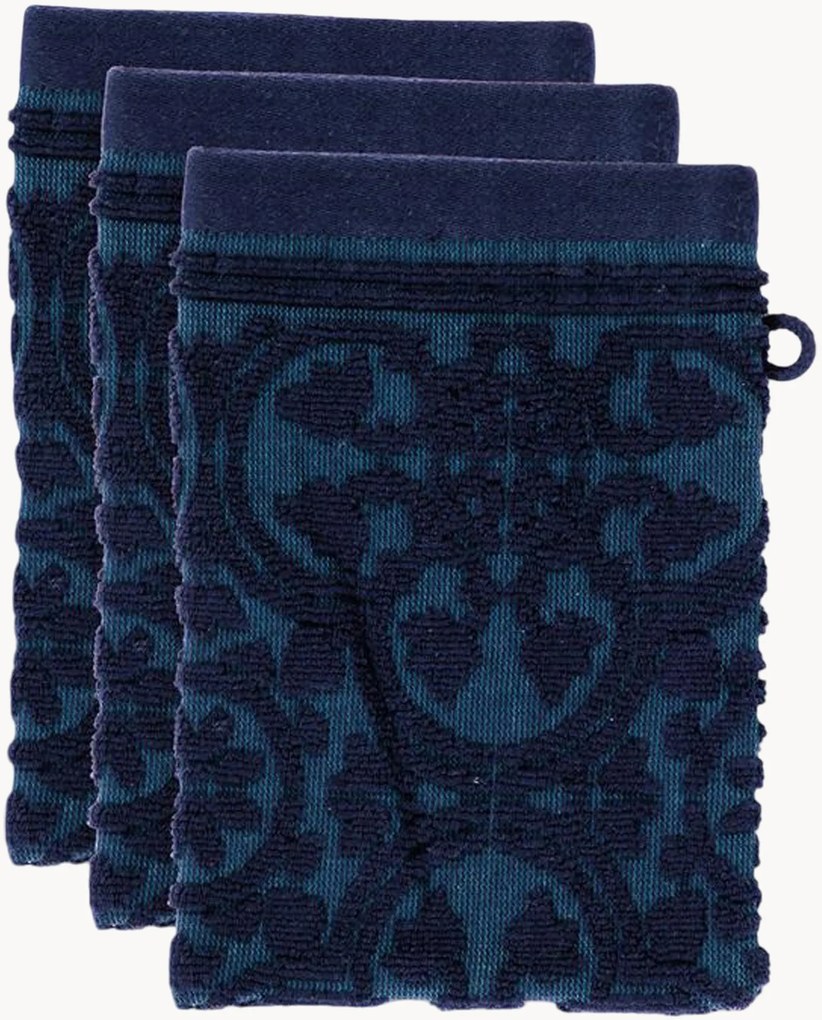 Luvas de banho em algodão felpudo jacquard Tile De Pip, conjunto de 3