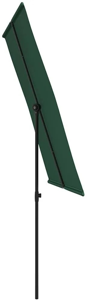 Guarda-sol de jardim com poste de alumínio 2x1,5 m verde