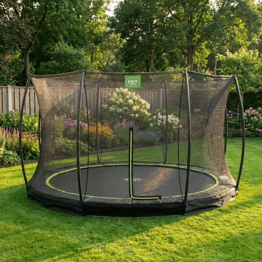 Trampolim redondo de solo Silhouette ø366 cm com rede de segurança - preto