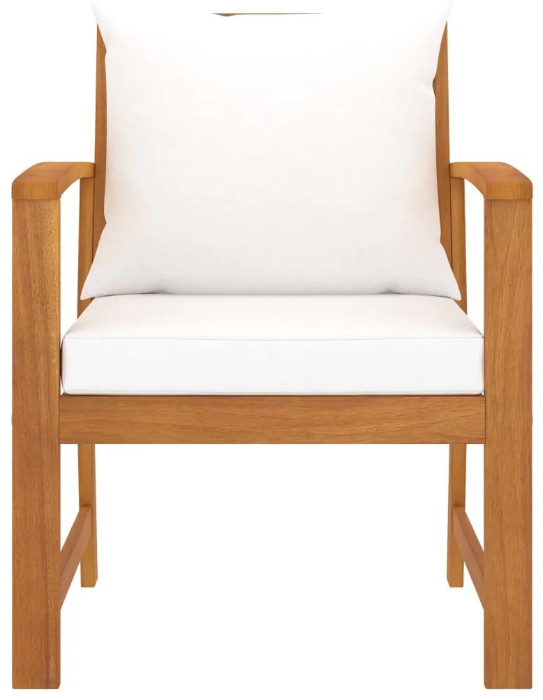 Cadeiras jardim 2 pcs c/ almofadões cor creme acácia maciça