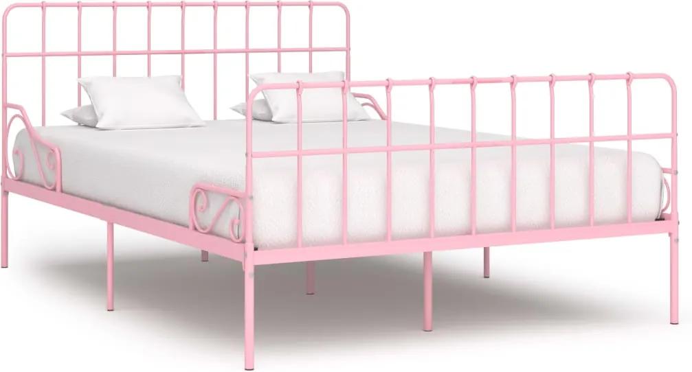 Estrutura de cama com estrado de ripas 120x200 cm metal rosa