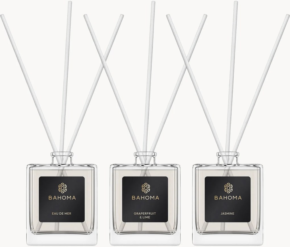 Difusores com varetas Eau de Mer, Jasmin, Grapefruit & Lime, conjunto de 3