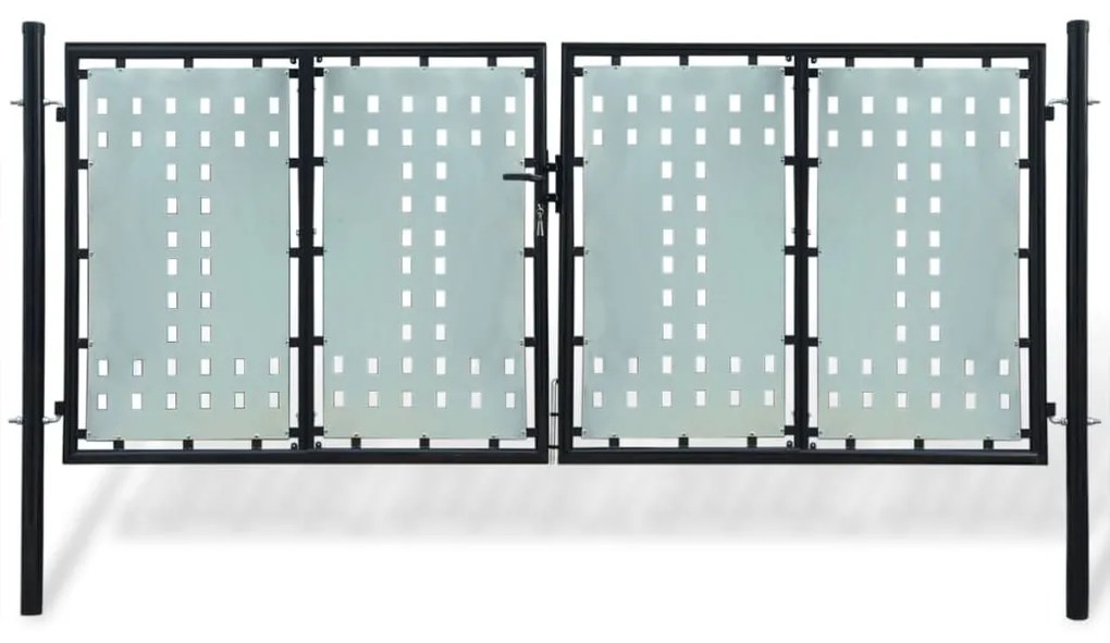 vidaXL Portão de cerca com porta única 300x175 cm preto