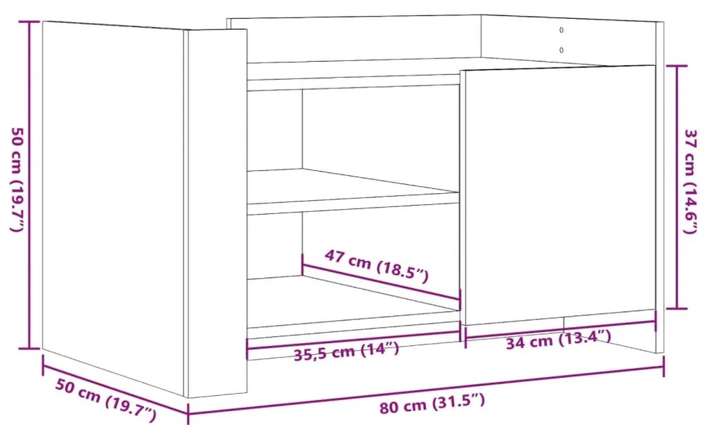 Mesa de centro 80x50x50 cm derivados de madeira branco