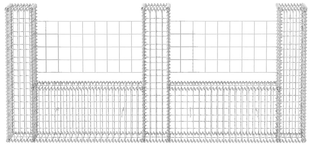 Cesto gabião em forma de U aço galvanizado 240x20x100 cm
