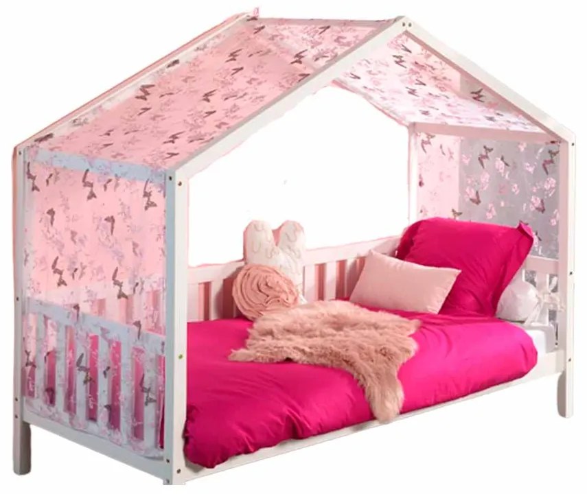 Conjunto Cama infantil de Casa DALLAS 90x200 com cortinados Branca