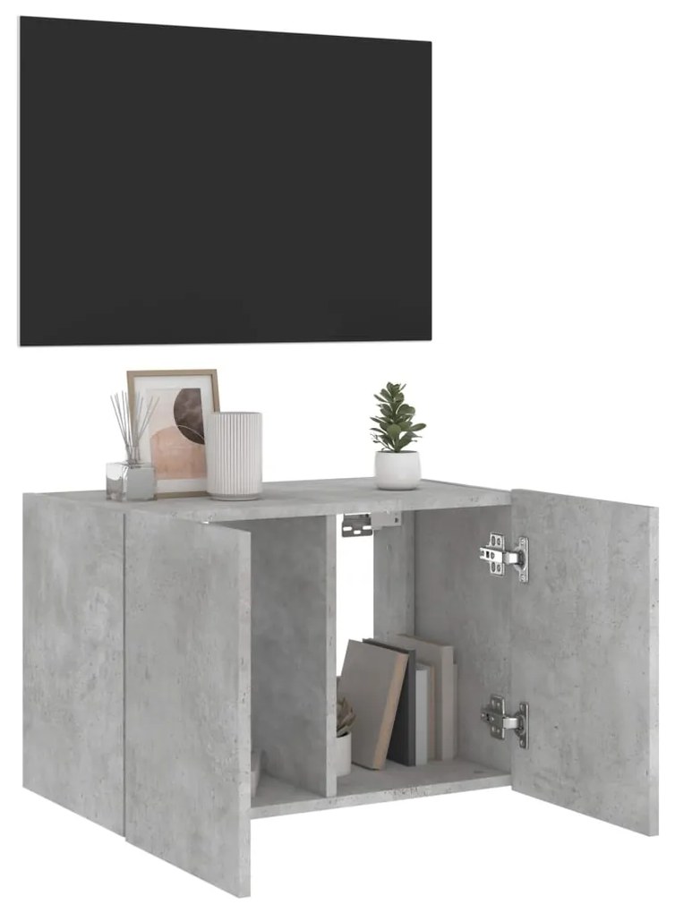 Móvel de parede p/ TV c/ luzes LED 60x35x41 cm cinza cimento