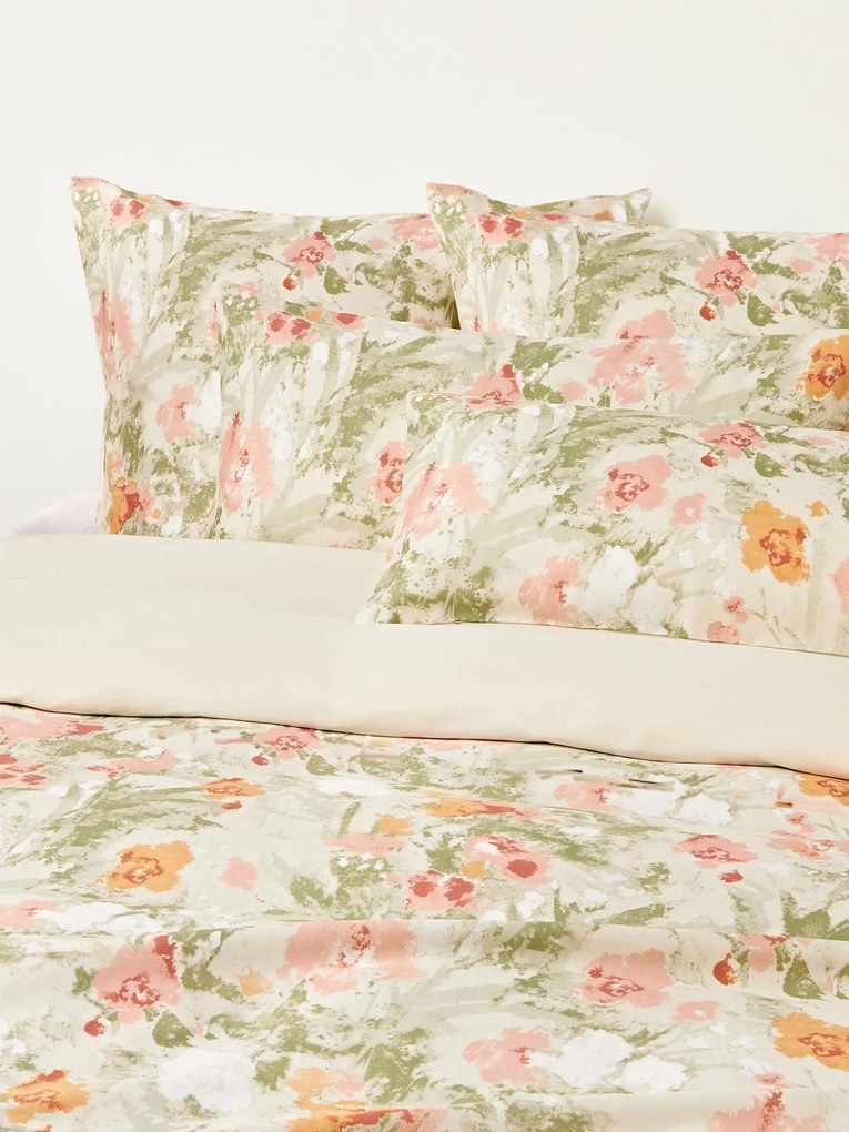 Capa de edredão em cetim de algodão com padrão floral Anthea