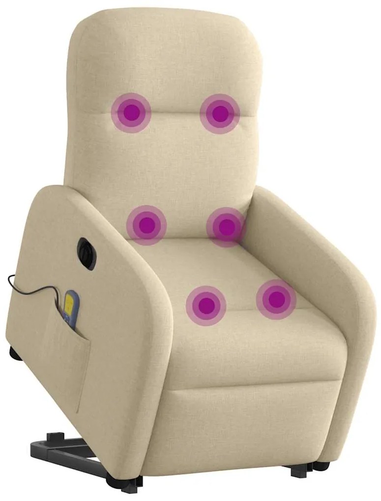 Poltrona elétrica elevatória massagens tecido creme
