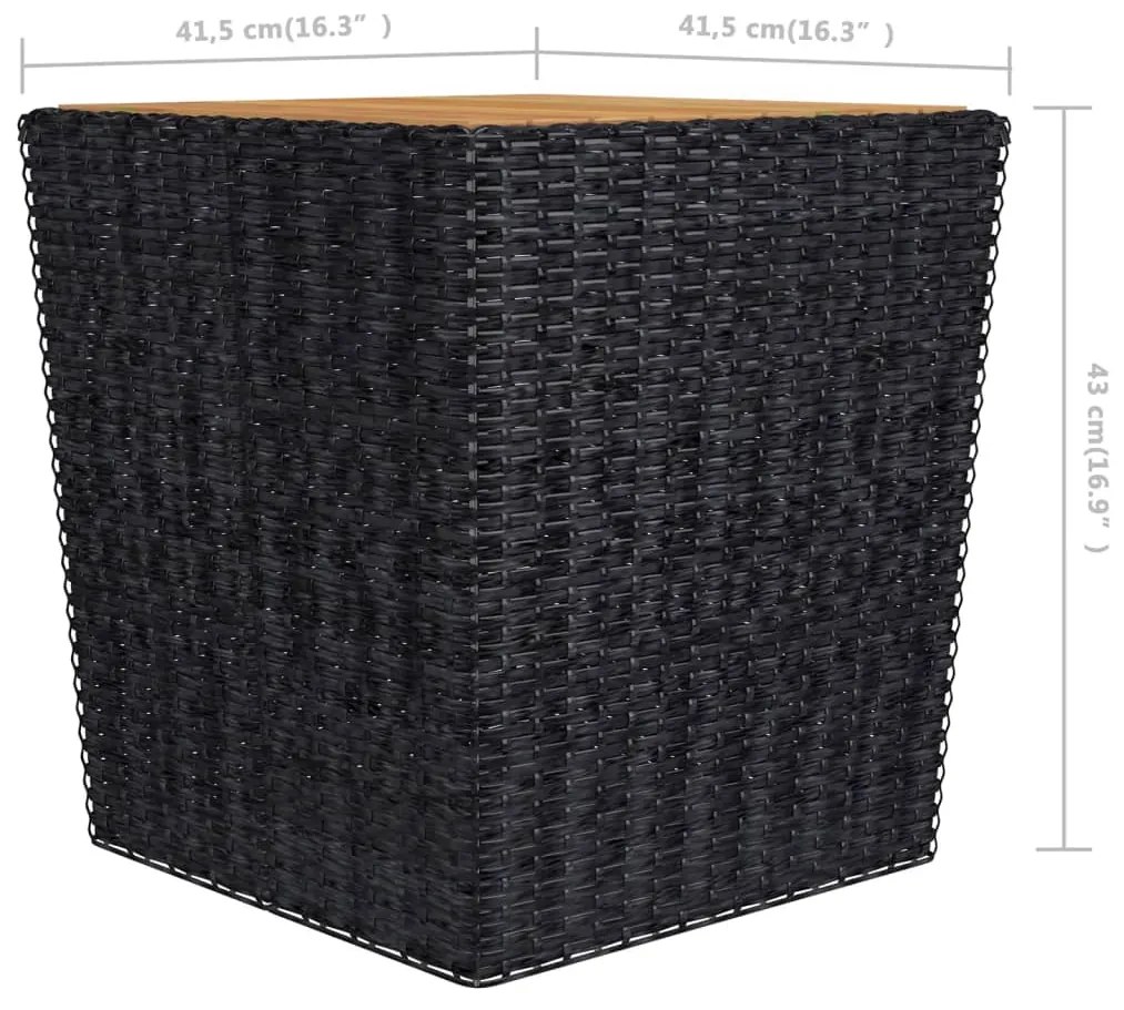 3 pcs conjunto bistrô jardim vime PE e madeira maciça preto