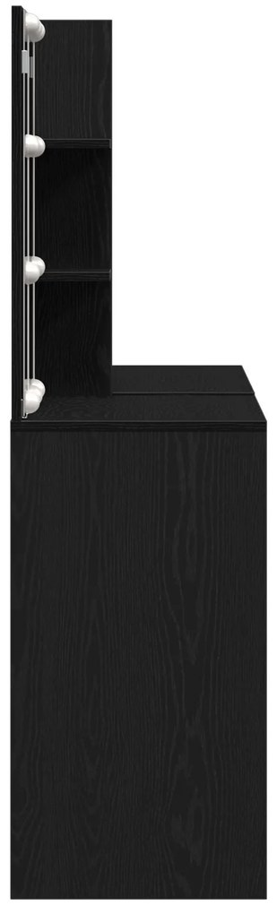 Toucador com LED e Gabinete Carvalho Preto Madeira Engenheirada