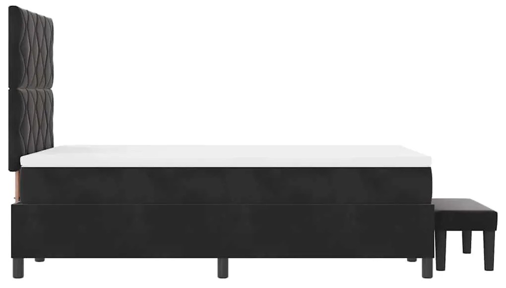 Cama box spring com colchão e banco preto 120x200 cm veludo
