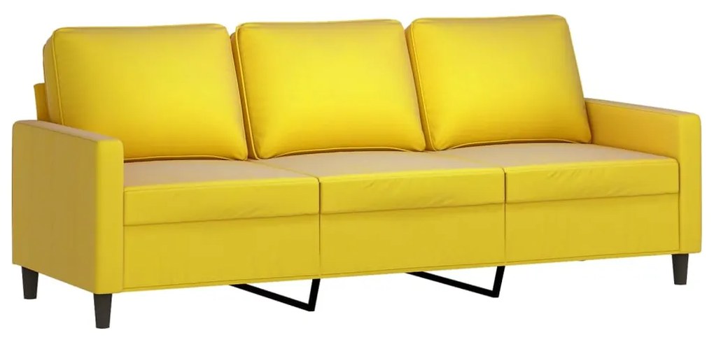 3 pcs conjunto de sofás com almofadas veludo amarelo