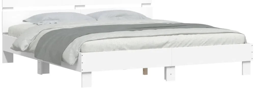 Estrutura cama c/ cabeceira e luzes LED 180x200 cm branco