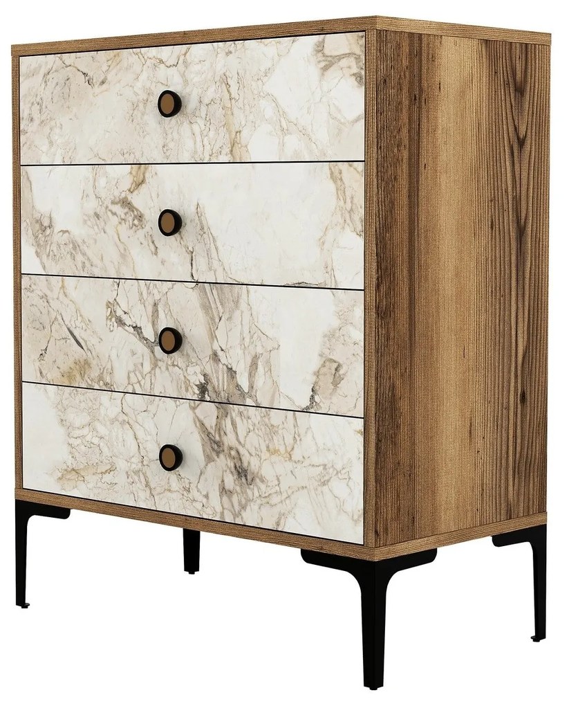 Cômoda Lizbon500 – Nogueira e Branco – 76x90,7x40 cm