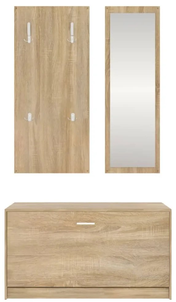 Conjunto de sapateira 3 em 1 derivados madeira carvalho sonoma