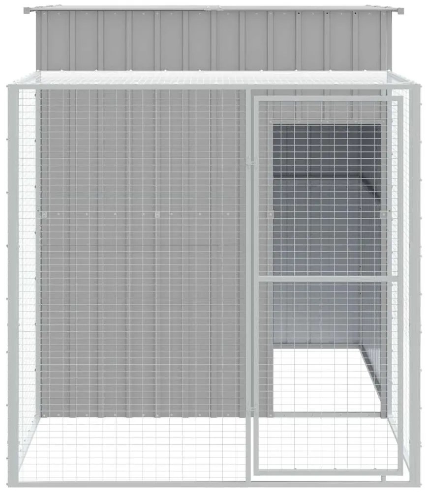 Galinheiro com anexo 165x251x181 cm aço galvanizado cinza-claro