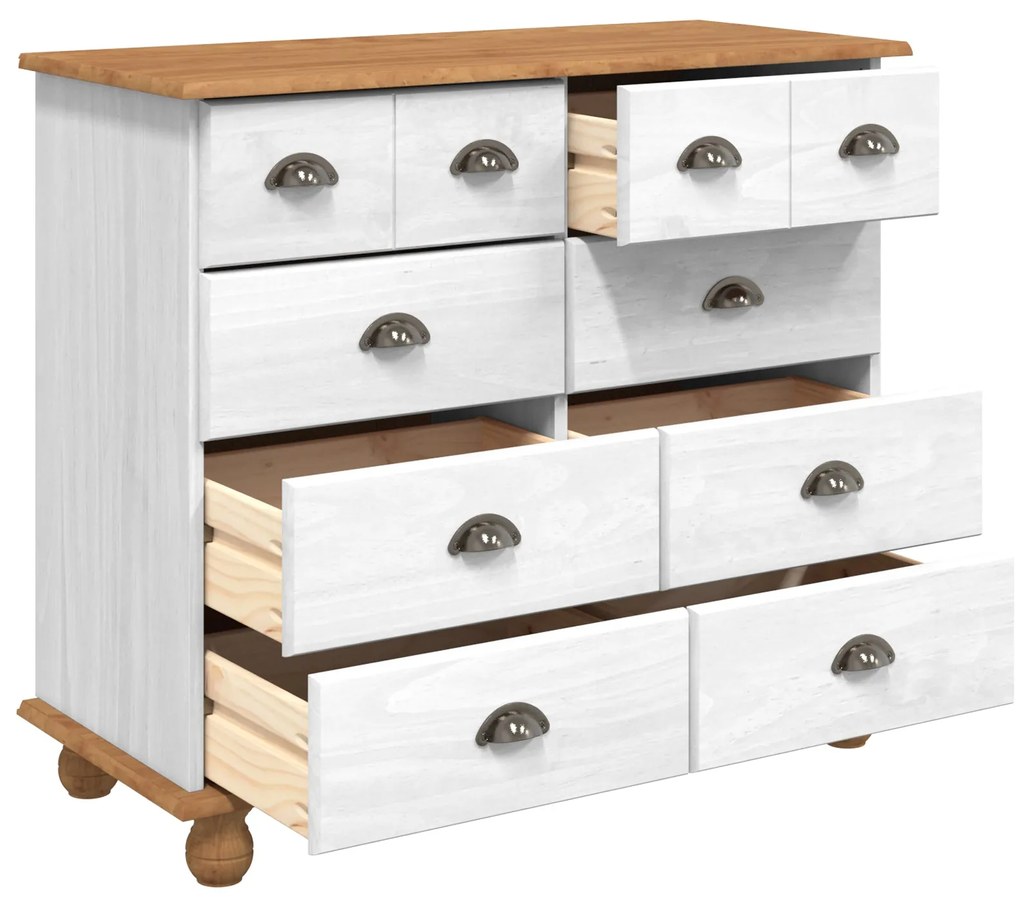 Baú de Gavetas 'ASKIM'Branco 91x40x79 cm Madeira de Pinho Sólida