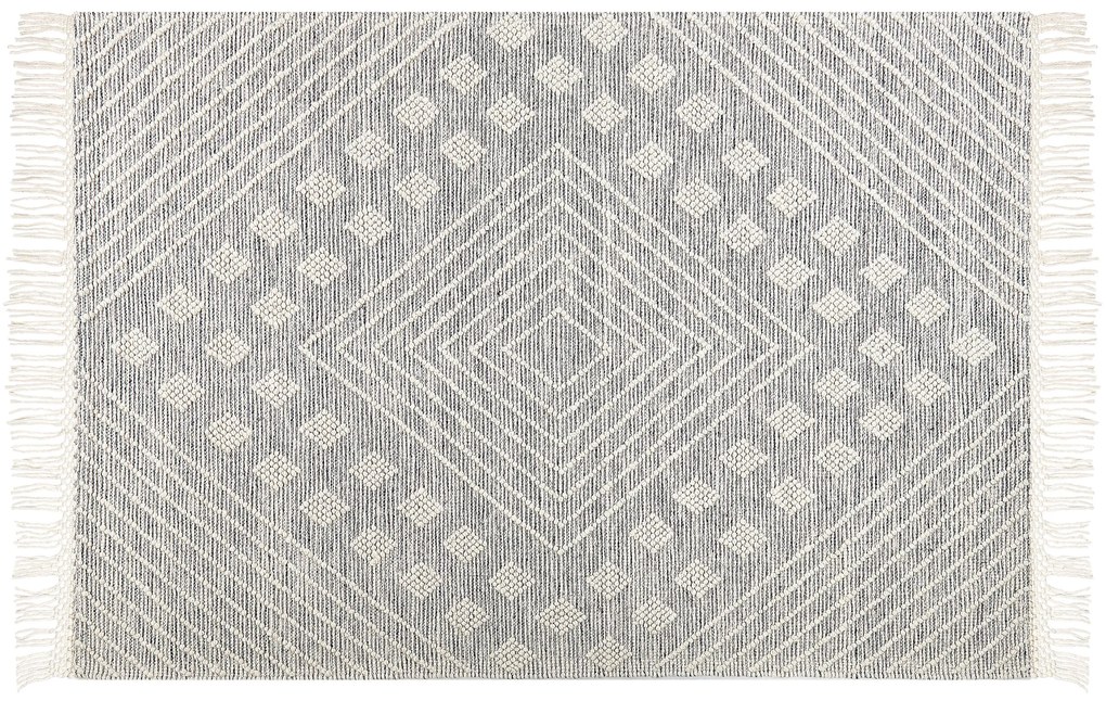 Tapete em lã cinzenta e branca 160 x 230 cm SAVUR Beliani