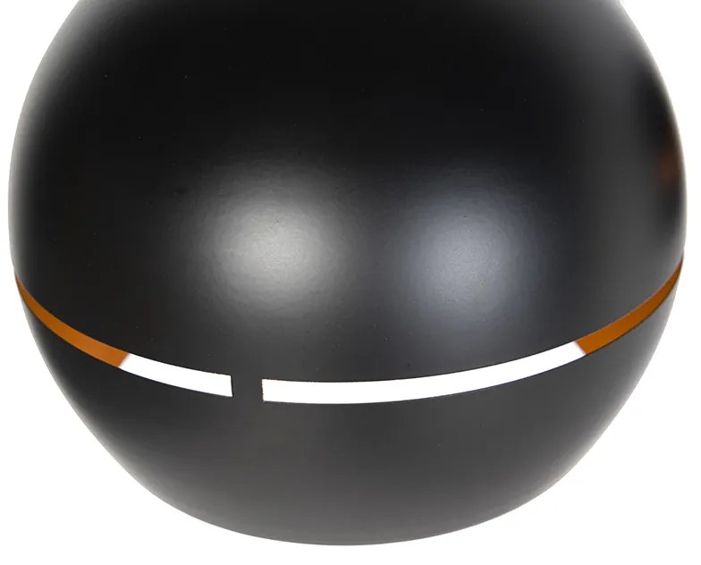 Candeeiro de suspensão design preto com interior dourado 3-luzes - Buell Industrial