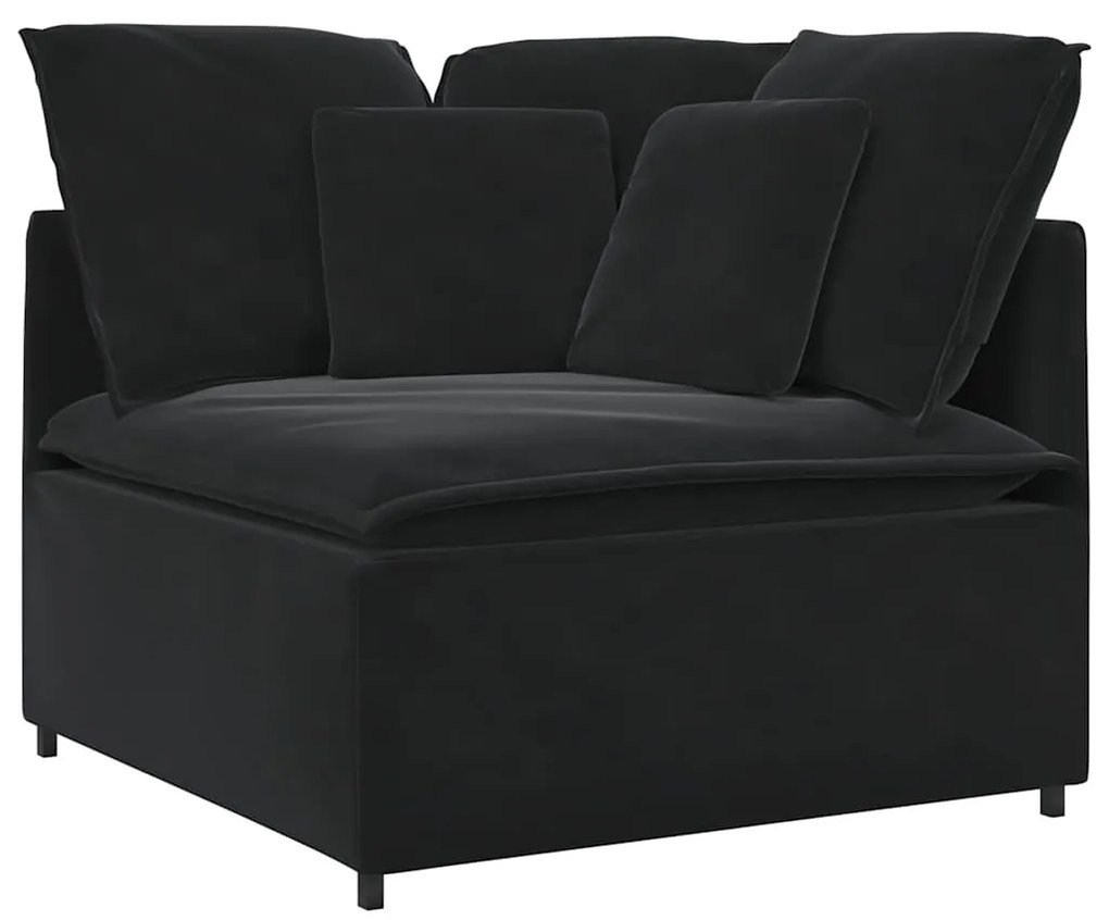 Sofá modular com almofadas veludo preto
