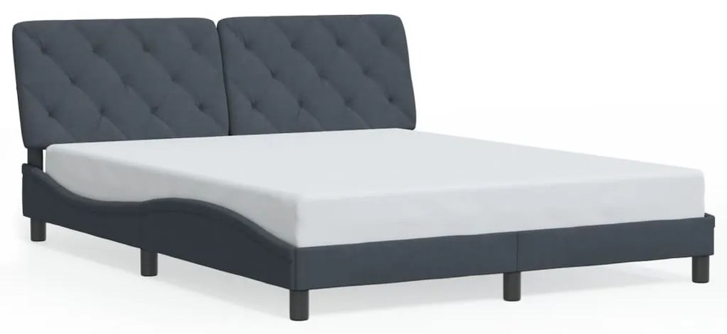 Estrutura de cama c/ luzes LED 160x200cm veludo cinzento-escuro